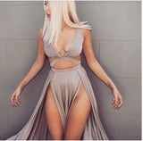 Sexy Dress Women Maxi Dress Cut Out Double Split. - Pole dancing shoes, Stripper shoes, stripper heels, pole shoes uk, Lingerie, Sexy dress, stripper clothes, Pleaser, Heels