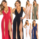 Dancingheels Long Dress Sleeveless Plunging V Neck - Pole dancing shoes, Stripper shoes, stripper heels, pole shoes uk, Lingerie, Sexy dress, stripper clothes, Pleaser, Heels