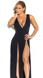 Dancingheels Long Dress Sleeveless Plunging Neck Split - Pole dancing shoes, Stripper shoes, stripper heels, pole shoes uk, Lingerie, Sexy dress, stripper clothes, Pleaser, Heels